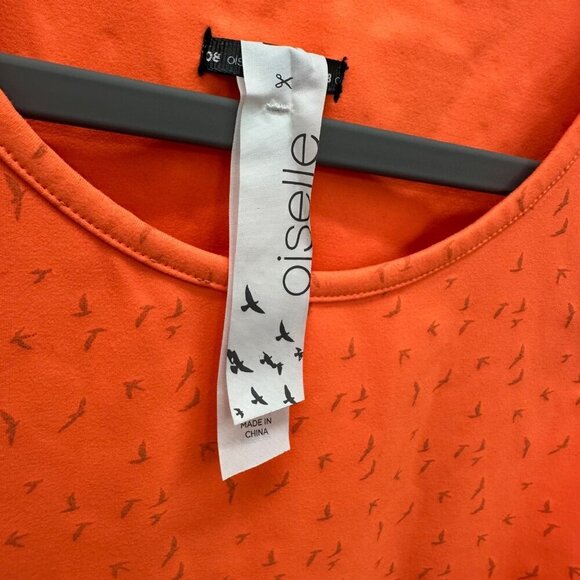 Oiselle Orange Bird All Over Print Sleeveless Tank Crop Top Shirt Womens size 8 - Picture 2 of 5